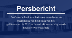 CBvS verwelkomt de beëindiging van het beslag van het geldtransport in 2018